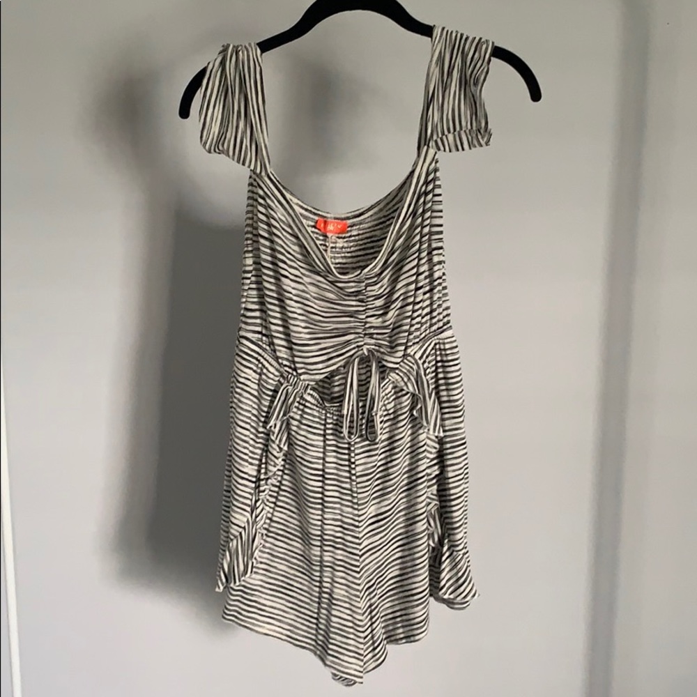 Striped off the shoulder romper